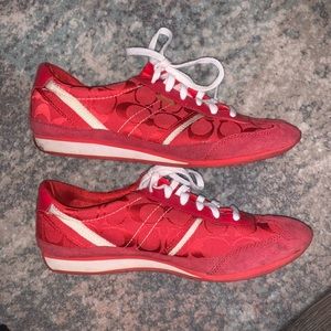 Unique Red Coach Marabellw sneakers in size 9. Pre-owned, good condition!